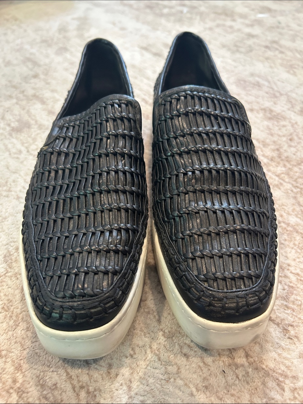 Vince leather slip on woven shoes 7 1/2